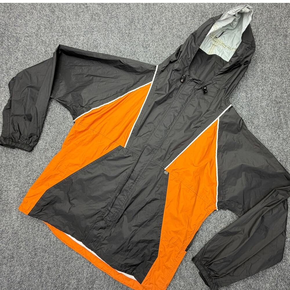 Harley Davidson Rain Suit Set Jacket Pants Orange Black Reflective Size L